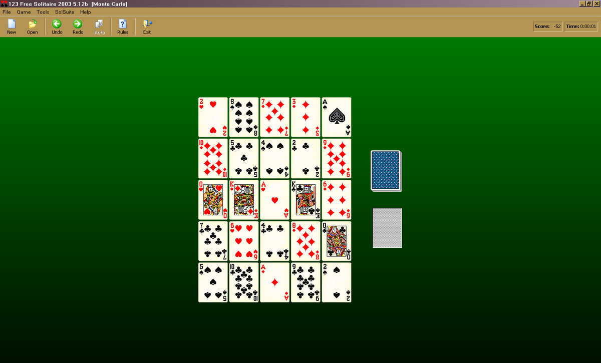 123 Free Solitaire (Windows) screenshot: "Monte Carlo"