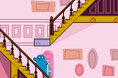 Foster's Home for Imaginary Friends (Game Boy Advance) screenshot: Bloo can slide on the balustrade.