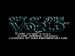 Out of This World (Genesis) screenshot: Title screen (U. S. version)