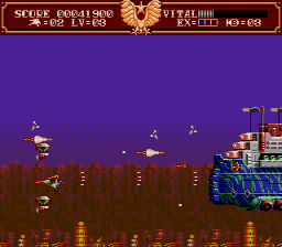Steel Empire (Genesis) screenshot: A large battleship