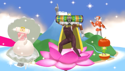 Me & My Katamari (PSP) screenshot: Introduction: the King, Queen and Prince of all Cosmos