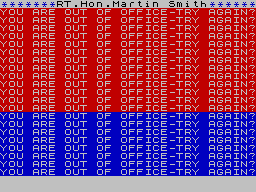 Great Britain Limited (ZX Spectrum) screenshot: Blue turns to red, I'm out