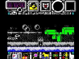 Hysteria (ZX Spectrum) screenshot: Level 3: Unknown future.<br> Starting Point.