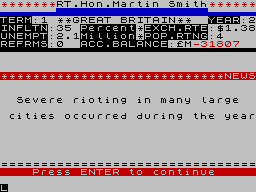 Great Britain Limited (ZX Spectrum) screenshot: Same result though