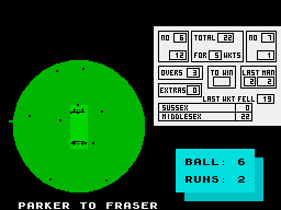 Cricket Captain (ZX Spectrum) screenshot: Scored a boundary