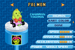 Digimon Racing (Game Boy Advance) screenshot: Select your racer...