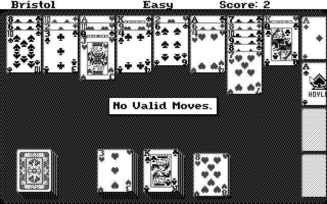 Hoyle: Official Book of Games - Volume 2: Solitaire (Atari ST) screenshot: Ooops (Monochrome)