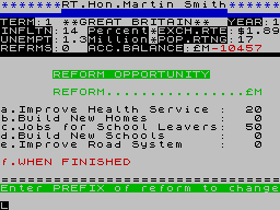 Great Britain Limited (ZX Spectrum) screenshot: I've gotta get the vote, and I told you about school