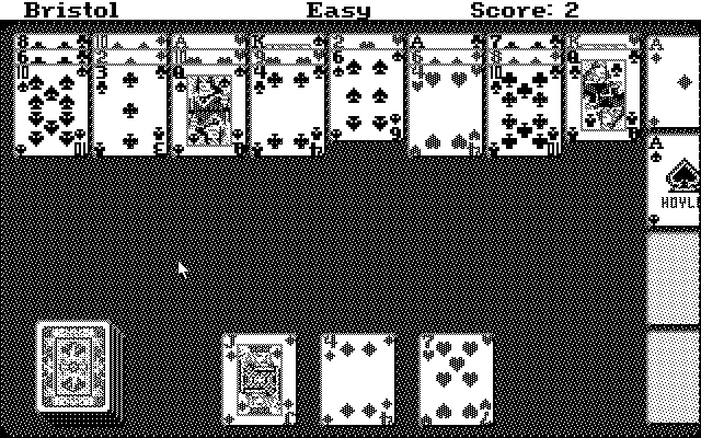 Hoyle: Official Book of Games - Volume 2: Solitaire (Atari ST) screenshot: "Bristol" game (Monochrome)