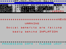 Great Britain Limited (ZX Spectrum) screenshot: In other words, people without work can't afford to buy things