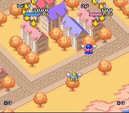 Pop'n Twinbee (SNES) screenshot: Enemies approaching that I need to shoot.