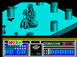 Leviathan (ZX Spectrum) screenshot: First part of the third level - Greekscape.