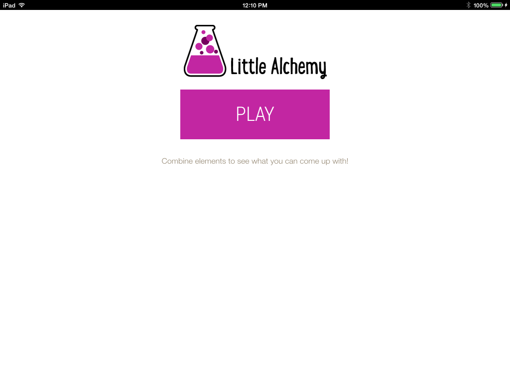 Little Alchemy (iPad) screenshot: Title and loading screen