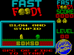 Fast Food (ZX Spectrum) screenshot: A little info on your enemy before you start