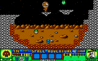 Ruff and Reddy in the Space Adventure (Atari ST) screenshot: Enjoy the apple