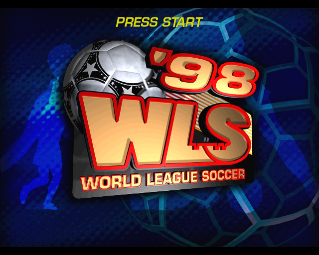 World League Soccer '98 (PlayStation) screenshot: The game's title screen follows the video montage, the language selection screen and the memory card check