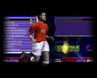 World League Soccer '98 (PlayStation) screenshot: After the company logos have been displayed the player is treated to a montage of in-game screens mixed with animated on-pitch action and sequences of black and white video
