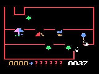 Loony Balloon (Odyssey 2) screenshot: A bird crosses the screen.