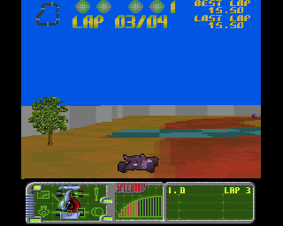 Wheels on Fire (Amiga) screenshot: Round the bend