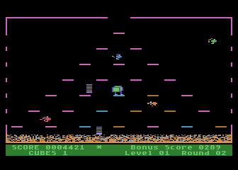 Mr. Cool (Atari 8-bit) screenshot: Watch out for the assorted opponents!