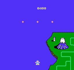TwinBee (NES) screenshot: Approaching the boss