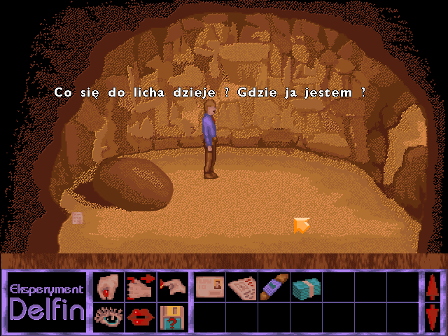 Eksperyment Delfin (DOS) screenshot: Start in the cave