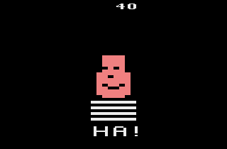 Gangster Alley (Atari 2600) screenshot: If you lose the game, Nitro Ed will laugh at you.