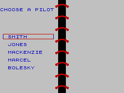 Spitfire '40 (ZX Spectrum) screenshot: Lots of generic names - for once I'm lucky to have a boring name