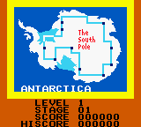 Konami GB Collection: Vol.4 (Game Boy Color) screenshot: Antarctic Adventure - The world map