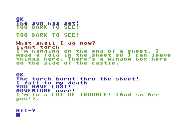 The Count (Commodore 64) screenshot: An ill-advised death