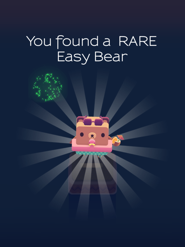 Alphabear (iPad) screenshot: I found a new bear, Easy Bear.