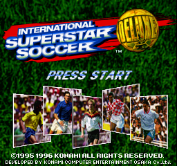 International Superstar Soccer Deluxe (PlayStation) screenshot: Title screen.