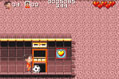 Soccer Kid (Game Boy Advance) screenshot: These heart pickups replenish your health
