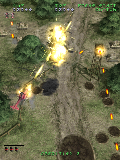 Under Defeat (Dreamcast) screenshot: G.Rev sure knows how to make nice explosions.