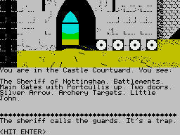 Robin of Sherwood: The Touchstones of Rhiannon (ZX Spectrum) screenshot: Oh dear - but you can escape