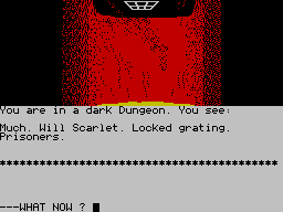 Robin of Sherwood: The Touchstones of Rhiannon (ZX Spectrum) screenshot: Starting position - it takes a lot to escape