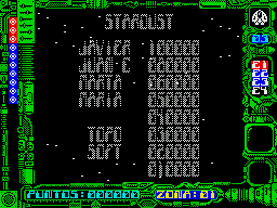 Star Dust (ZX Spectrum) screenshot: High scores