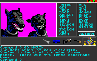 Borrowed Time (Amiga) screenshot: Mean dogs!