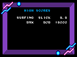 Game Box Série Esportes Radicais (SEGA Master System) screenshot: High scores table.
