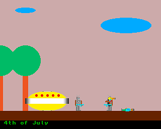 Zdzisław: Bohater Galaktyki (Amiga) screenshot: Girlfriend kidnapped