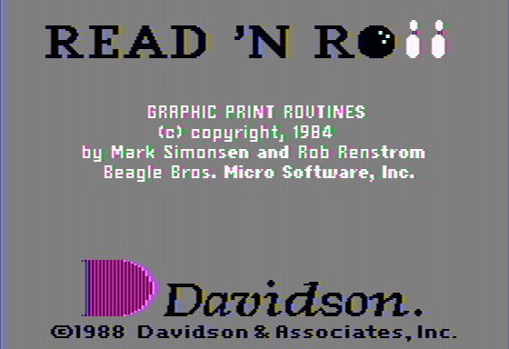 Read 'N Roll (Apple II) screenshot: Title screen