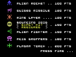 Mission Alphatron (Memotech MTX) screenshot: Score table