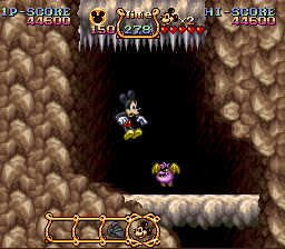 The Magical Quest Starring Mickey Mouse (SNES) screenshot: Going down into the Fire Grotto.