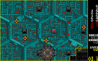 Volfied (Atari ST) screenshot: Level 2, with a big battleship