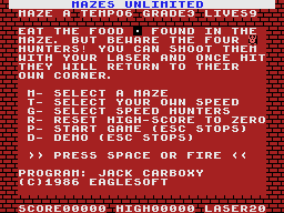 Mazes Unlimited (MSX) screenshot: Online help