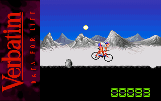 TopChallenge (DOS) screenshot: The final scene - mountain biking