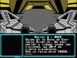 La Aventura Espacial (MSX) screenshot: Exterior contact zone, the docking station