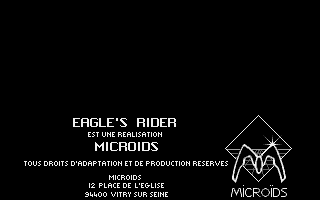Eagle's Rider (Atari ST) screenshot: Microïds` address