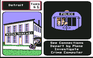 Where in the U.S.A. Is Carmen Sandiego? (Commodore 64) screenshot: A policevan with the suspect inside