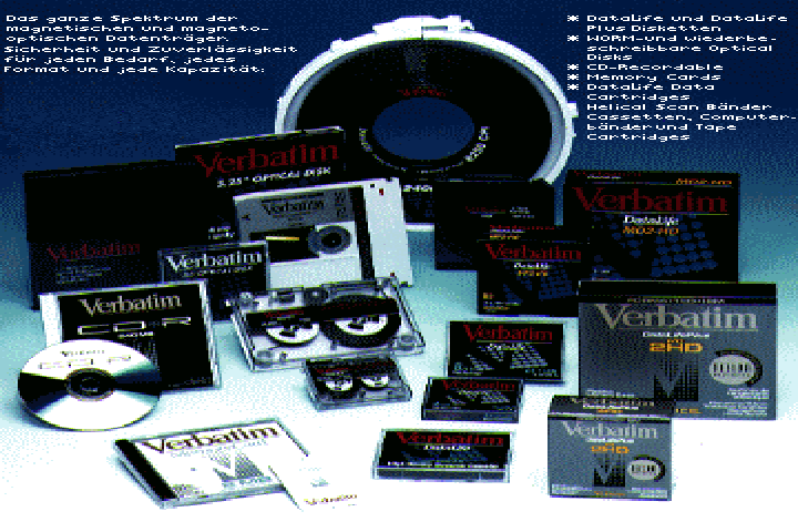 TopChallenge (DOS) screenshot: Admire the variety of Verbatim recordable media!